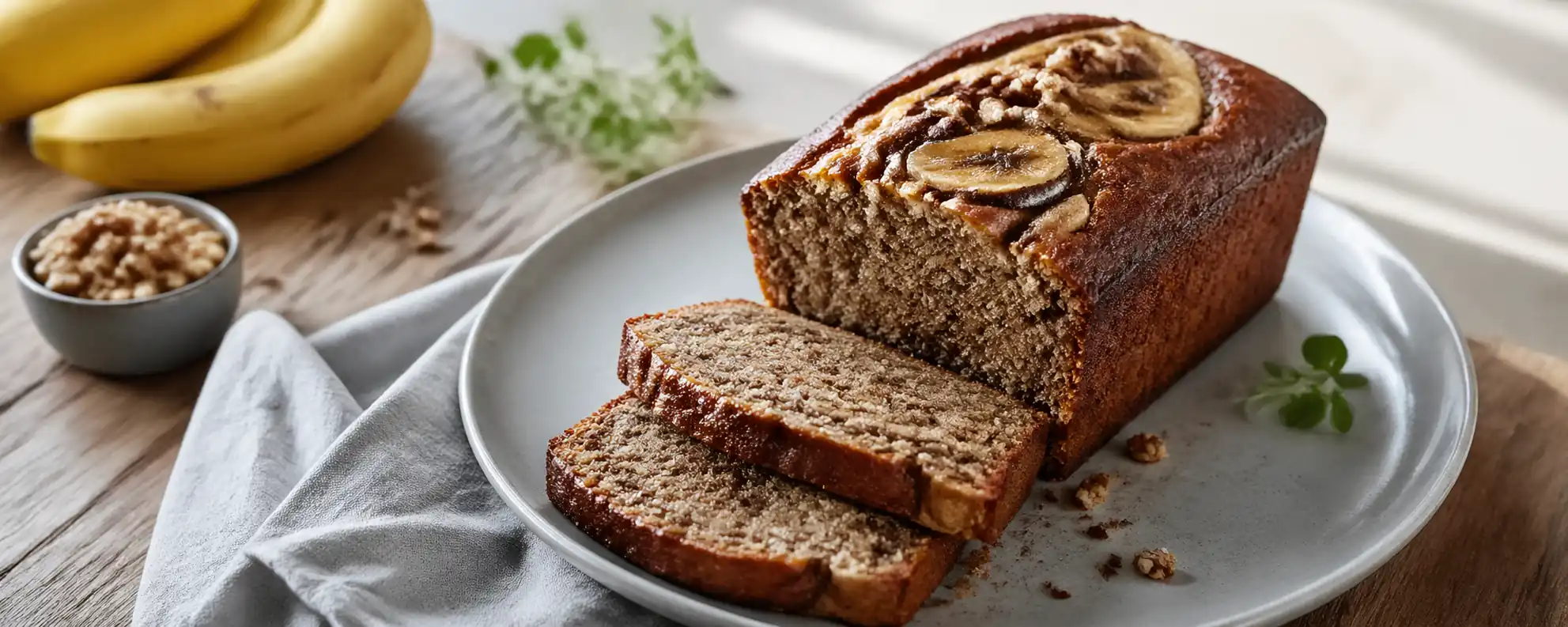 Tranches de banana bread sans beurre moelleux