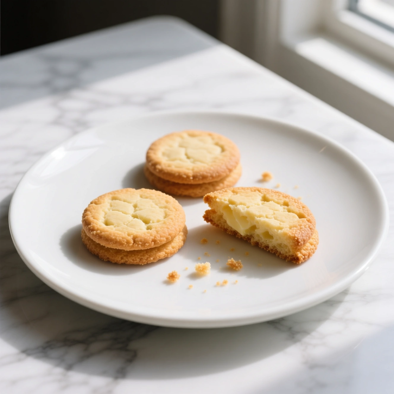 Biscuits sablés au beurre dorés et fondants sur une assiette