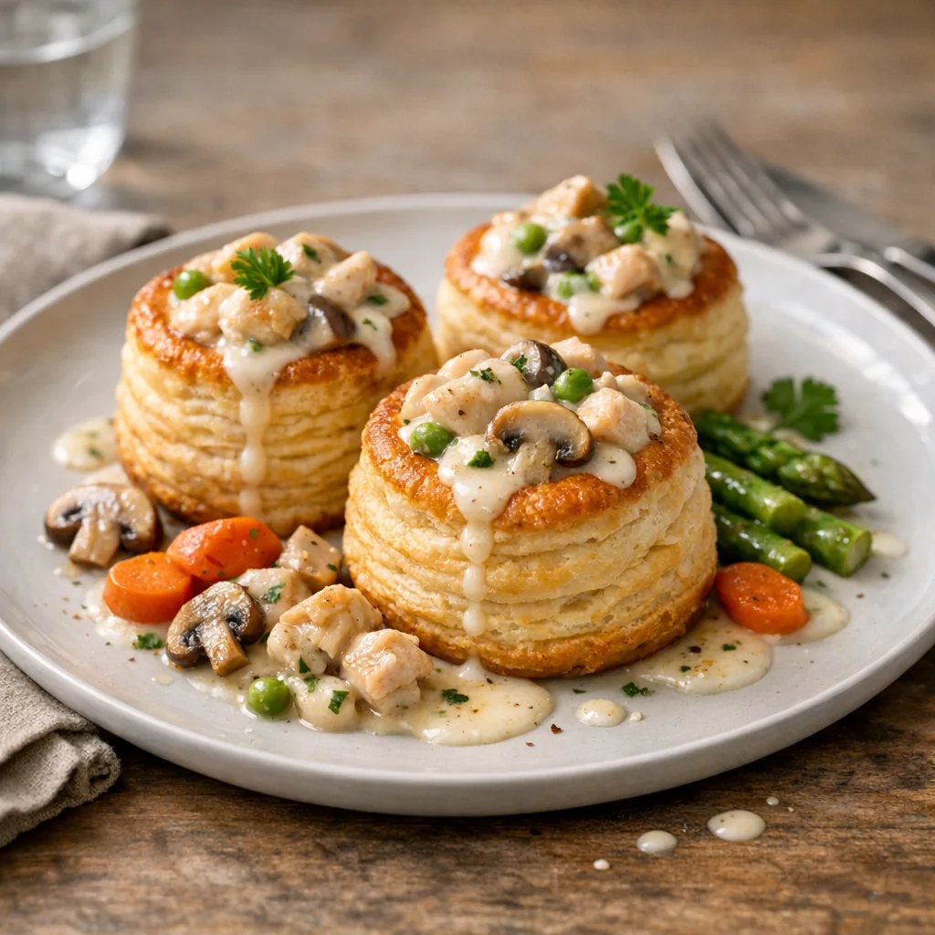 Bouchées à la reine express garnies de sauce crémeuse