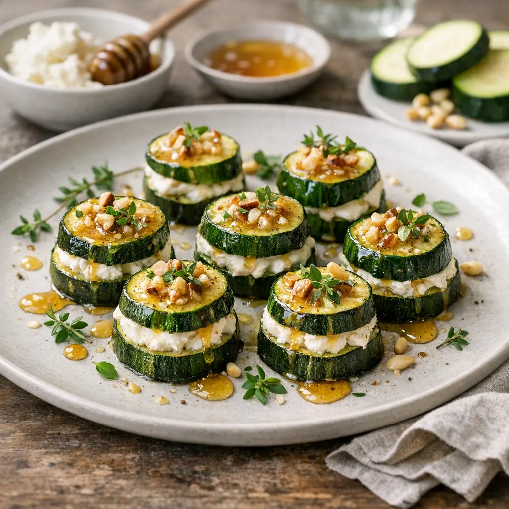 Bouchées de courgettes au chèvre et miel dorées et fondantes