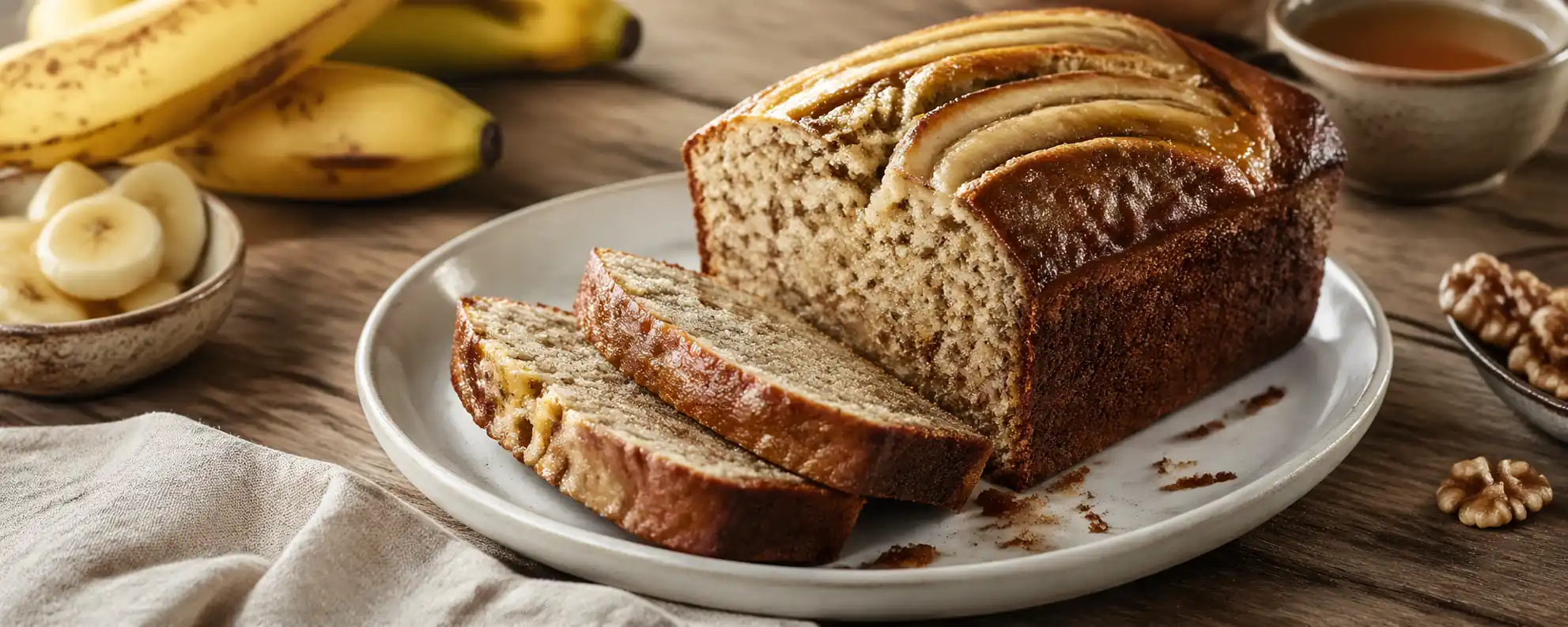 Cake à la banane moelleux avec morceaux de banane caramélisés