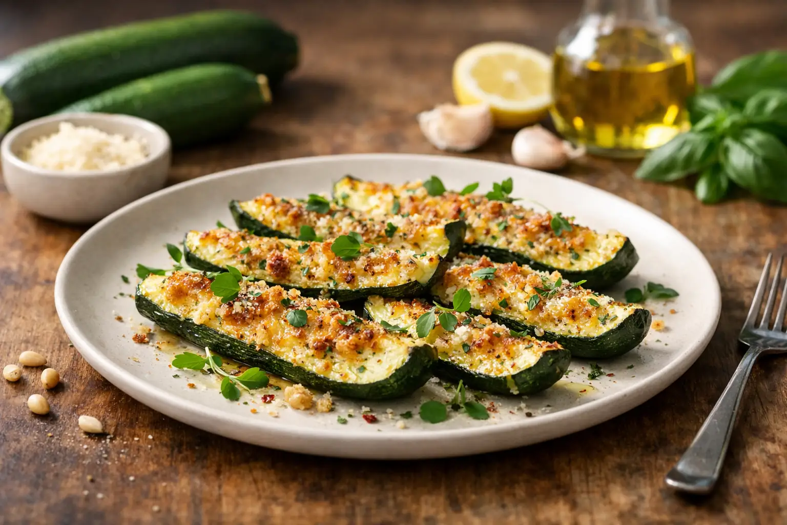 Courgettes rôties au four avec parmesan doré