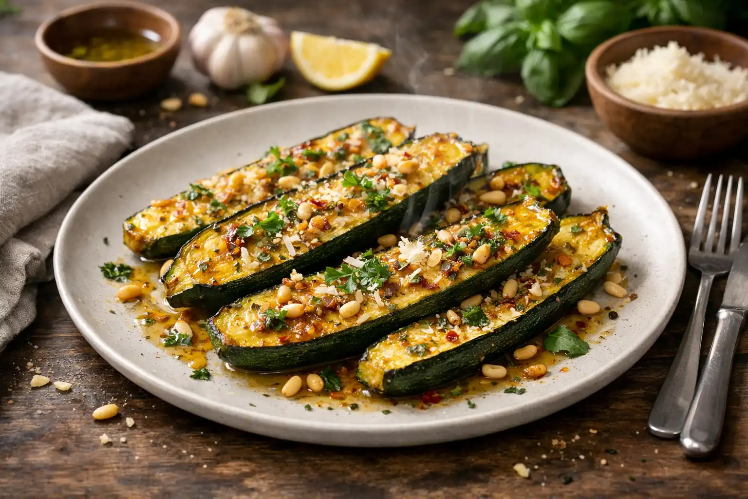 Plat de courgettes fondantes gratinées tout juste sorties du four
