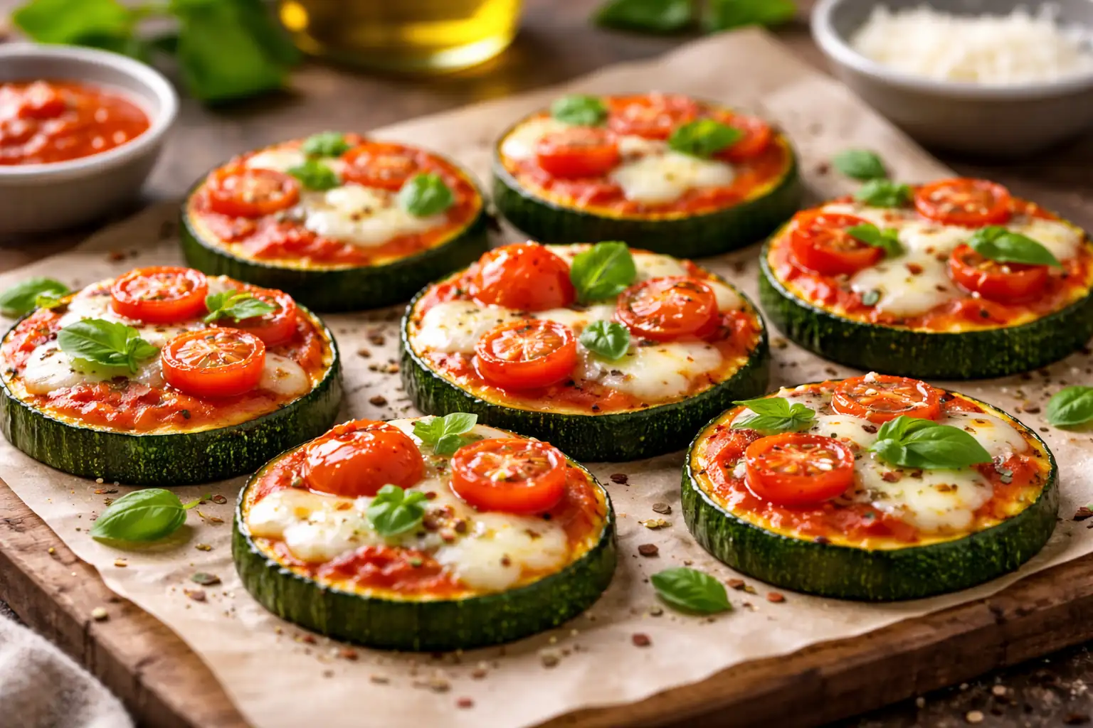 Mini pizzas de courgette avec tomate et fromage