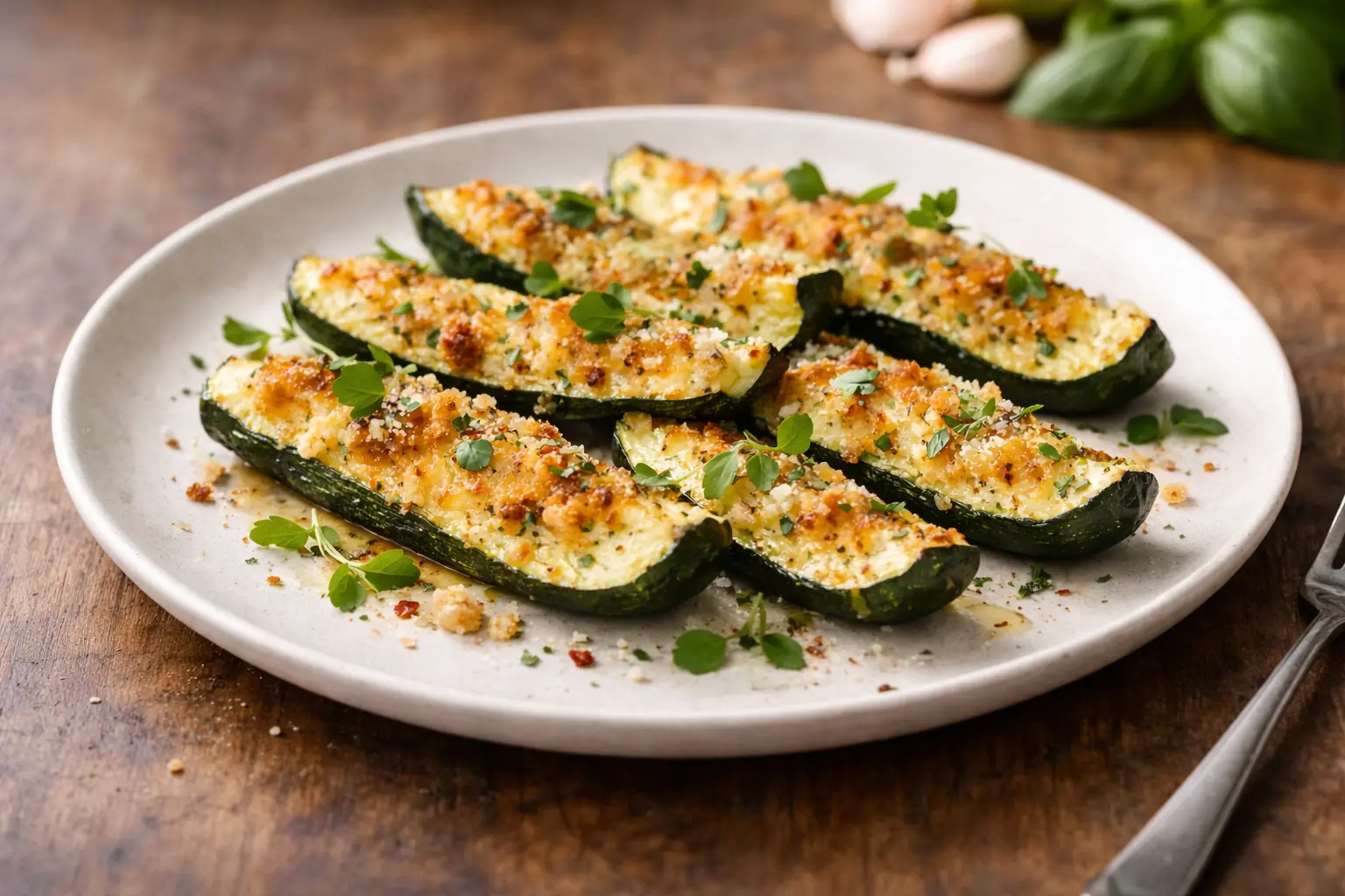 Courgettes rôties au parmesan dorées au four