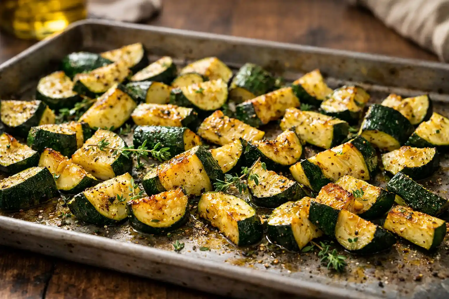 courgettes rôties dorées au four avec thym et huile d'olive