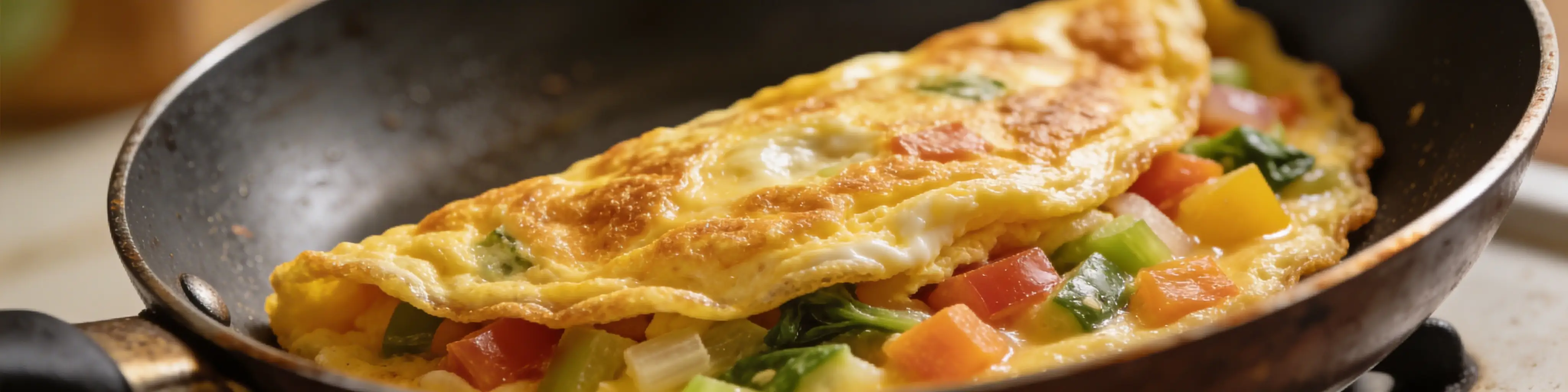 Omelette aux légumes colorés dans une poêle