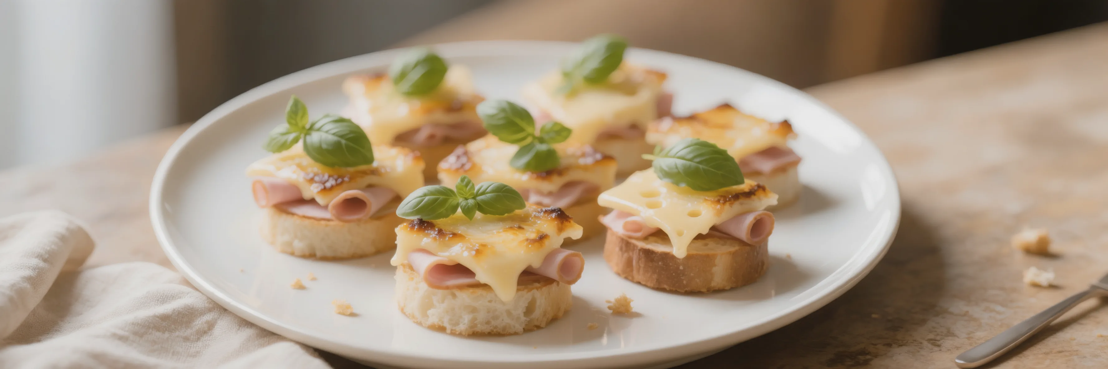 bouchées salées au jambon emmental et basilic dorées au four