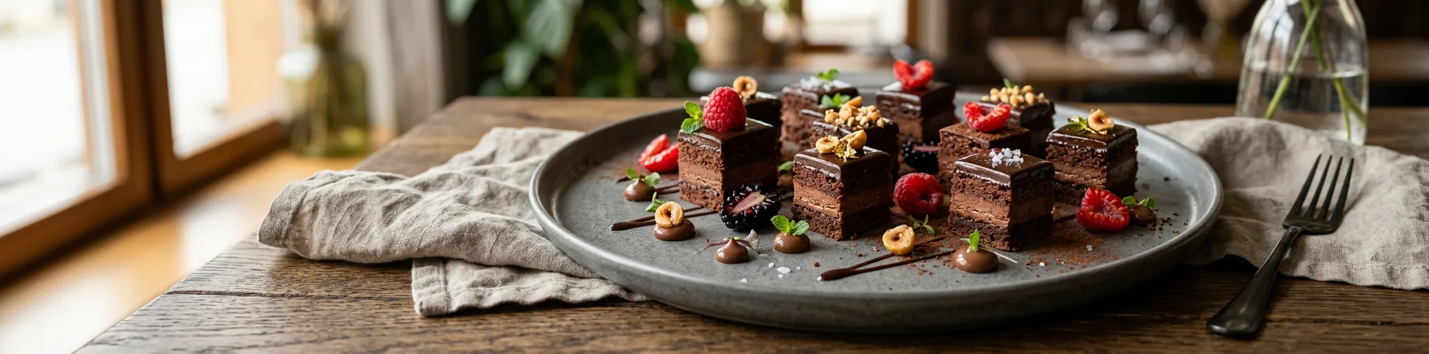 bouchées chocolatées kocka coupées en carrés avec glaçage brillant