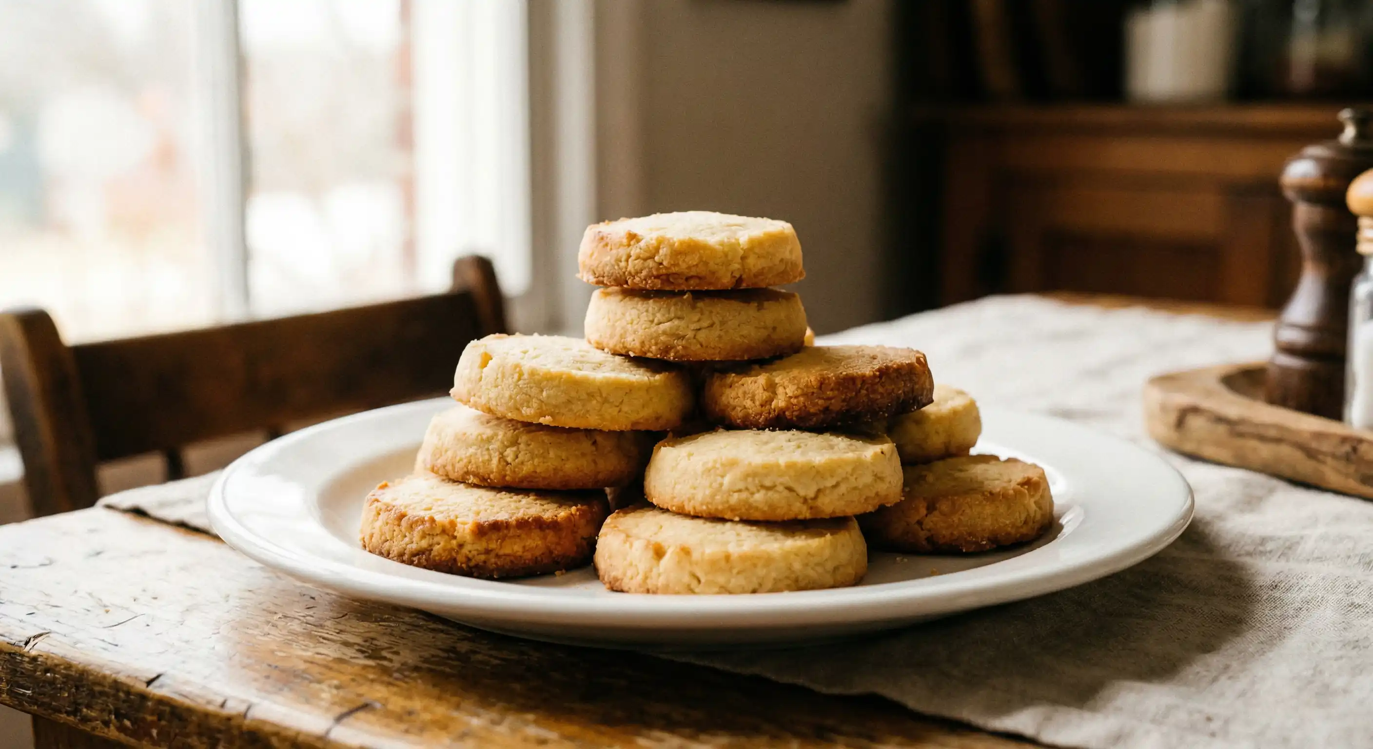 Petits gâteaux sablés dorés et croustillants disposés sur une assiette
