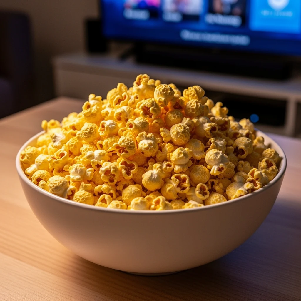 Bol de popcorn doré et croustillant préparé au Airfryer