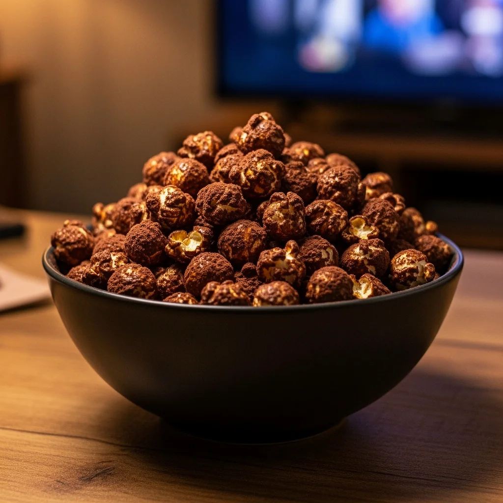 Bol de pop-corn enrobé de cacao légèrement sucré
