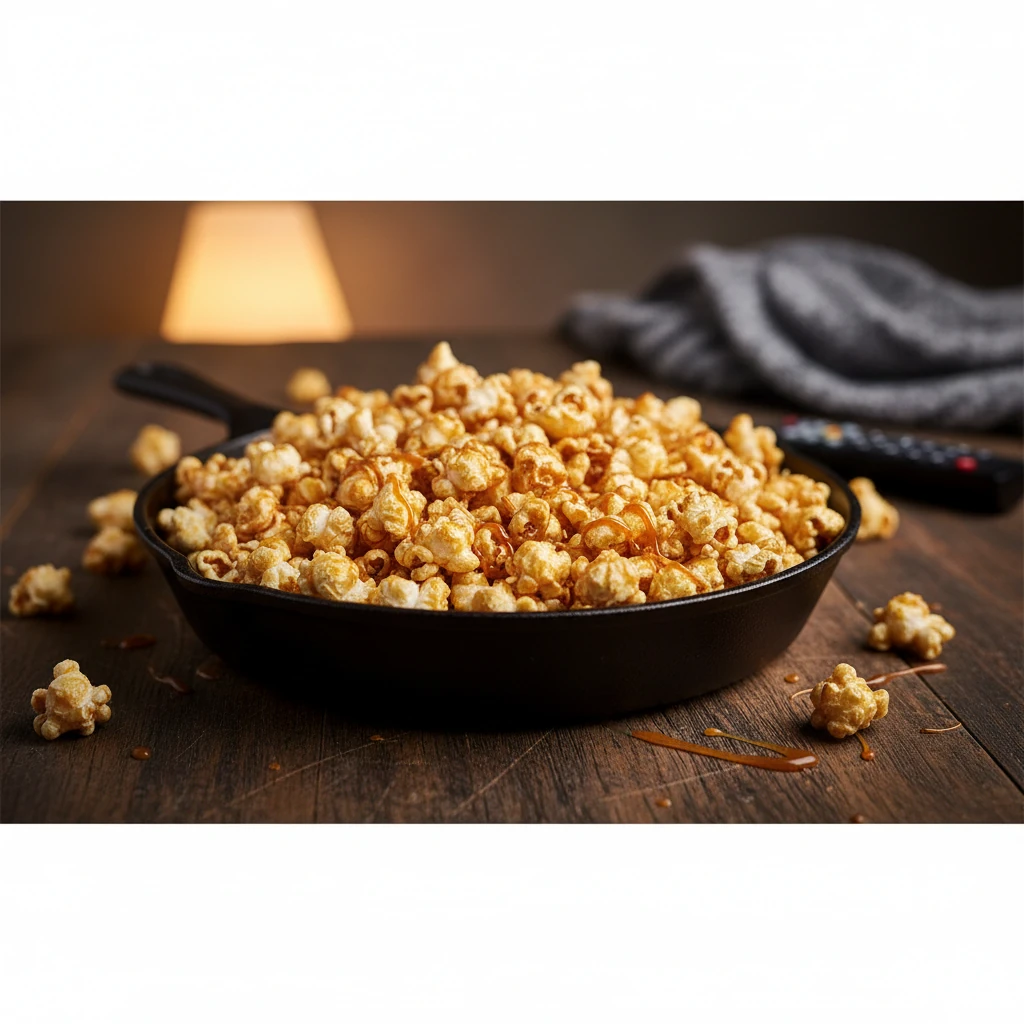 Pop-corn sucré doré et croustillant dans un bol en verre