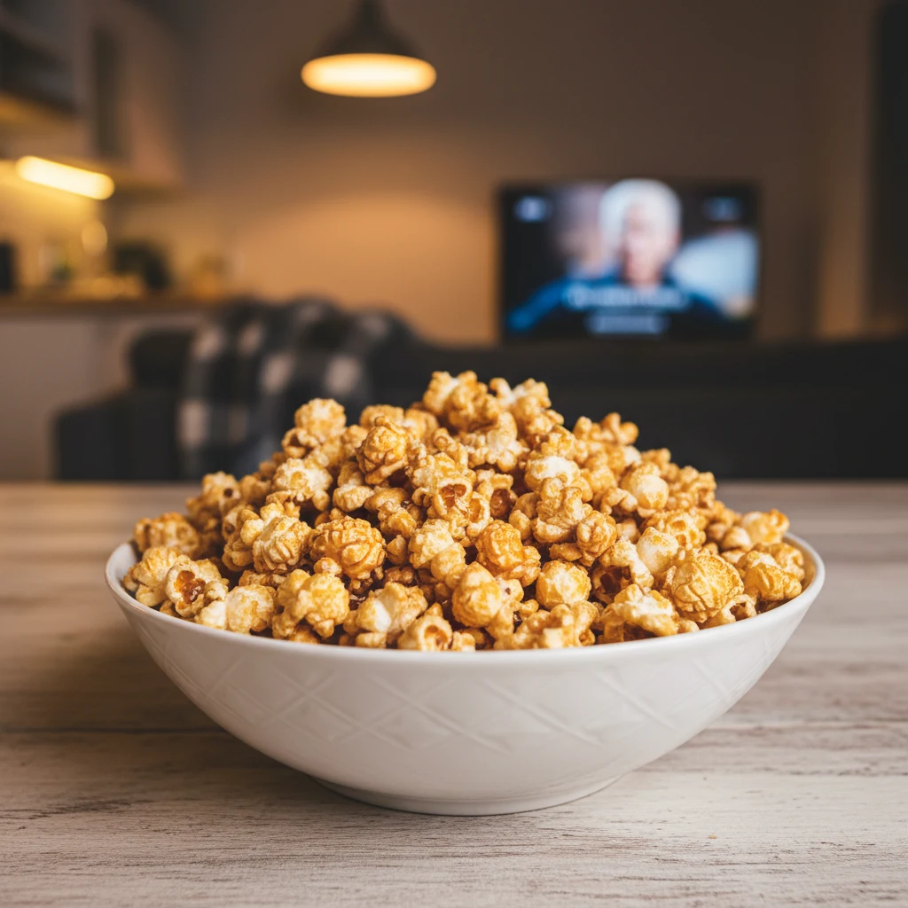Bol de pop-corn sucré-salé doré et croustillant au Airfryer