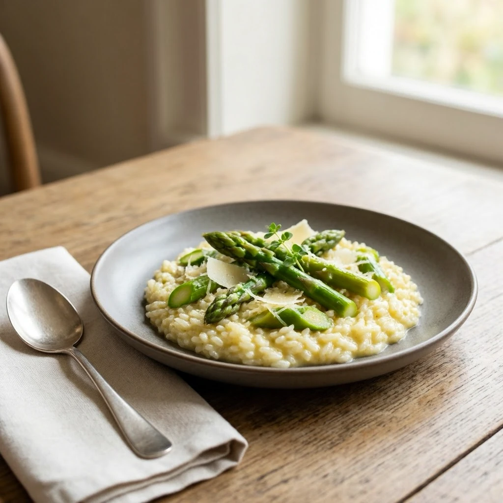 Risotto crémeux aux asperges fraîches vertes et parmesan