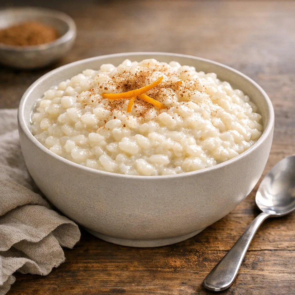Riz au lait maison crémeux parfumé aux zestes d'agrumes