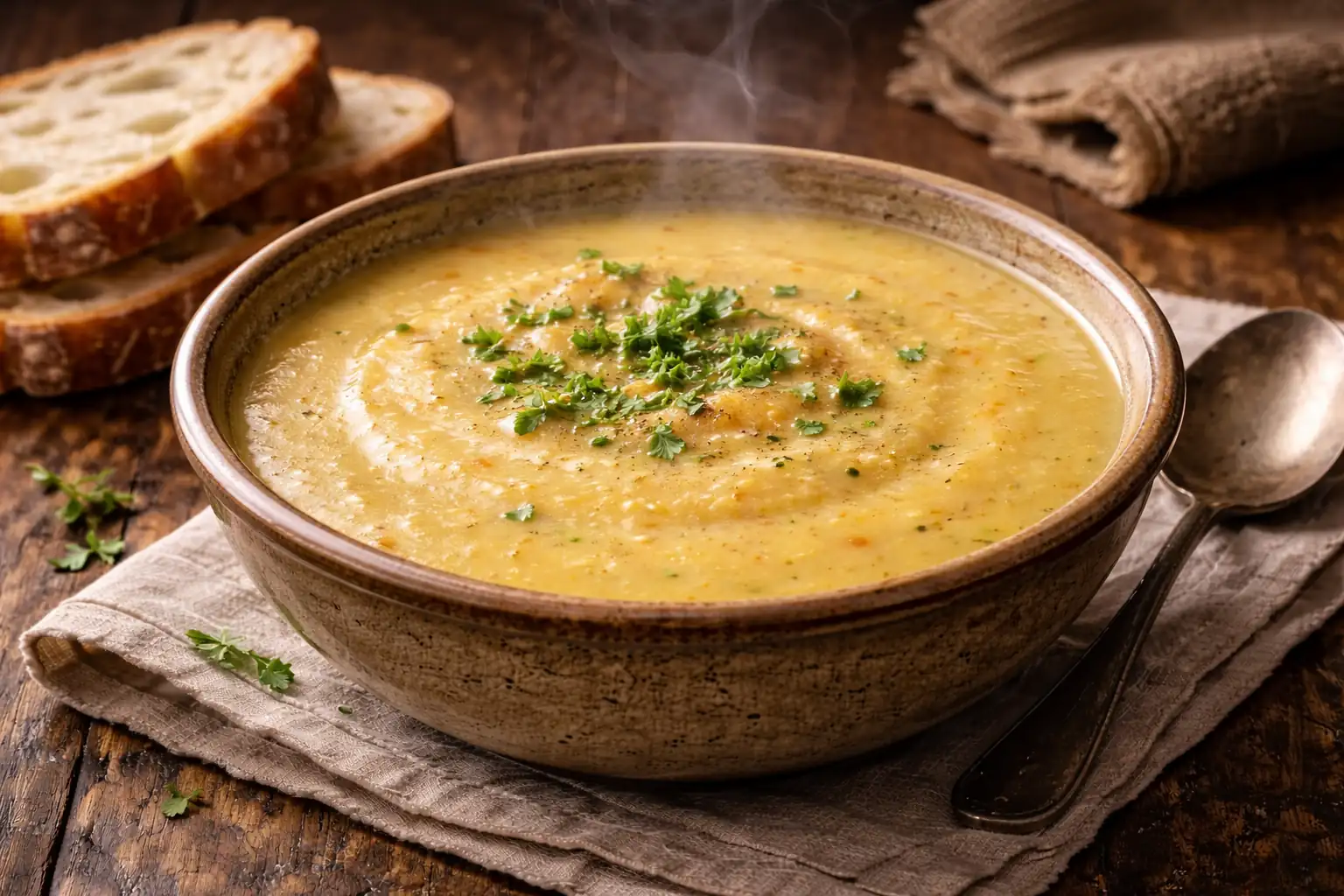 bol de velouté de légumes préparé au Thermomix avec carottes et poireaux