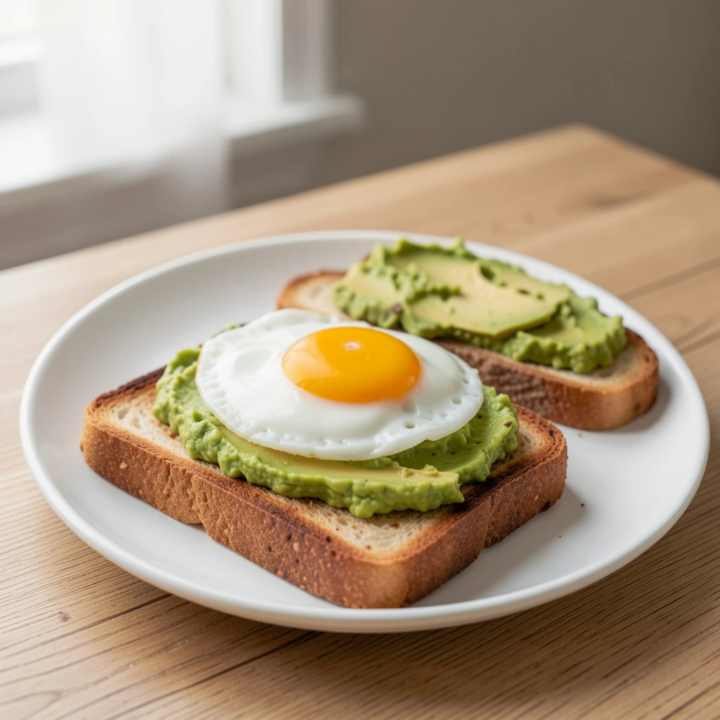 Tartines de pain grillé avec avocat écrasé et œuf